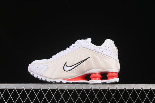 Nike Shox R4
	•	Upper Colors: White and beige with perforated