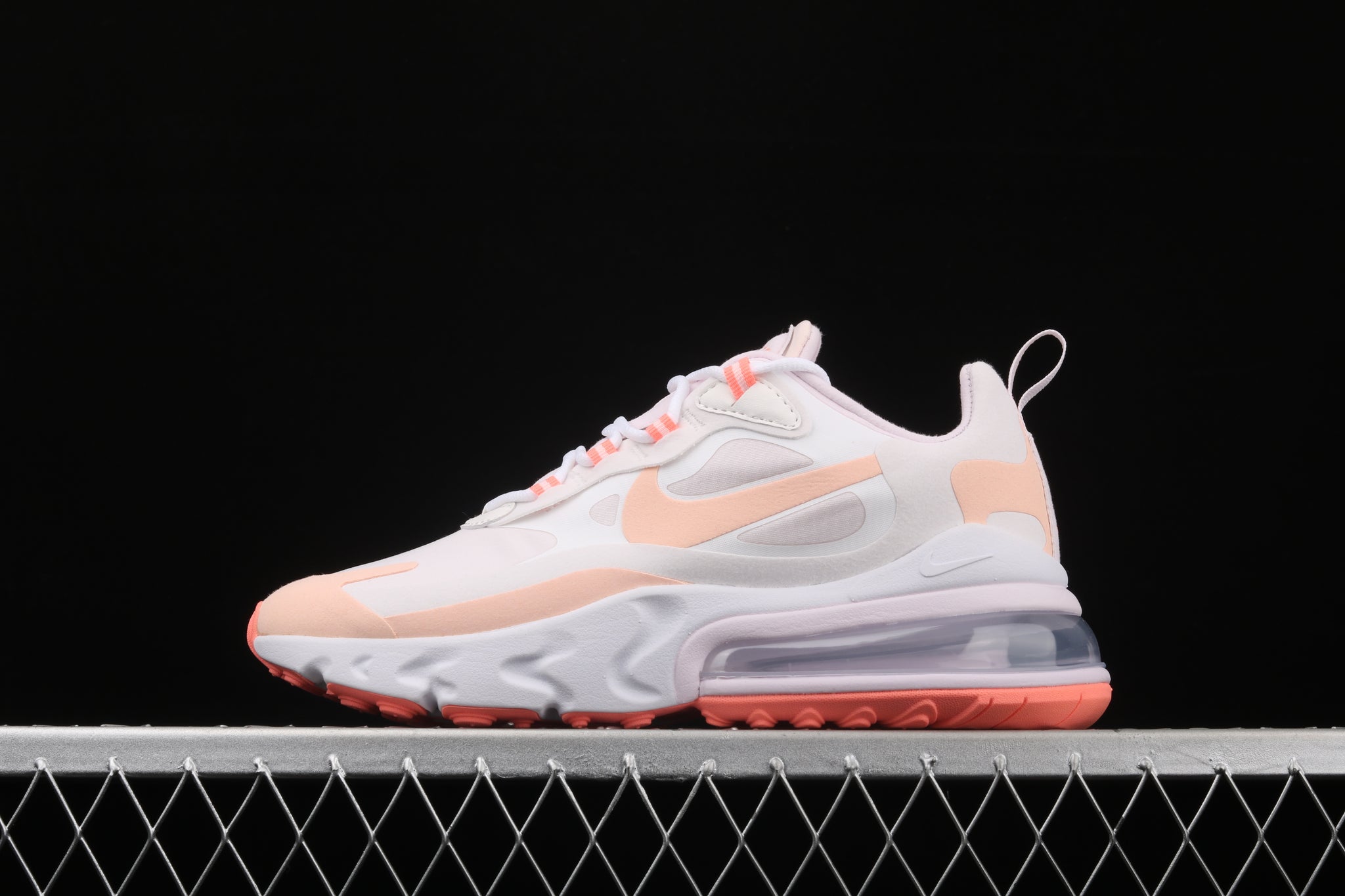 Nike Air Max 270 React in the Summit White/Crimson Tint colorway CJ0619-103