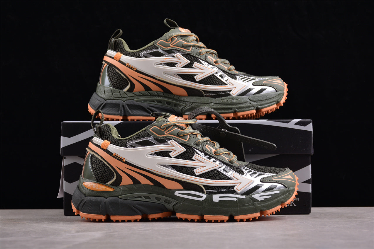 Off-White™ x Nike Zoom Vomero 5 – Olivgrün/Orange/Weiß: Die Fusion aus Funktionalität, Design und Streetwear-Rebellion