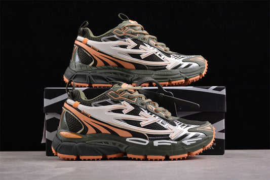 Off-White™ x Nike Zoom Vomero 5 – Olivgrün/Orange/Weiß: Die Fusion aus Funktionalität, Design und Streetwear-Rebellion